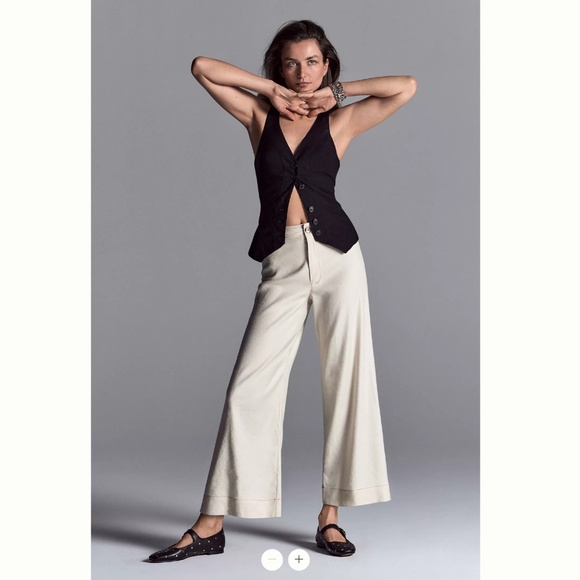 Anthropologie The Ettie High-Rise Crop Wide-Leg Pants by Maeve: Linen Edition - Picture 1 of 5
